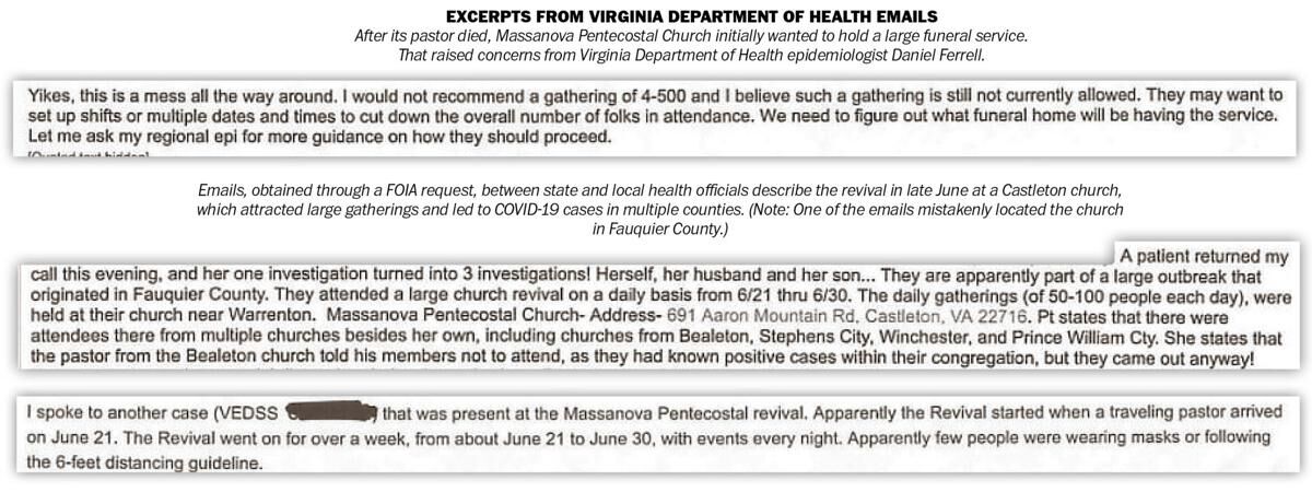 VDH email about church outbreak